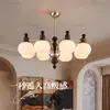 Lustre de sala de estar estilo vintage, madeira de freixo branca, luminária de sala de jantar de madeira maciça francesa com junta de bambu, luminária em formato de feijão estilo americano para quarto principal casagd