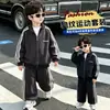 Conjunto de otoño para niños, elegante y genial, conjunto de cárdigan con cremallera y estampado de leopardo, conjunto casual deportivo de dos piezas para otoño para niños