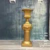 Casamento Coluna Romana Dourada Vaso de Flores Prateleira Guia de Estrada Listrado Europeu Troféu Fibra de Vidro Adereços de Casamento