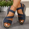 Sandalias casuales transfronterizas para mujer de talla grande, nuevas sandalias romanas de tacón de cuña para mujer verano 2026, en stock, sandalias estilo europeo y americano