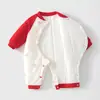 Mameluco para Bebé 120g Acolchado de Algodón Mameluco de Algodón Acolchado para Bebé de Otoño e Invierno Traje de Escalada de Algodón Espeso Rojo Brillante Año Nuevo