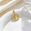 Anillo Redondo Santa María Moda Comercio Exterior Transfronterizo DIY Joyería Hecha a Mano Cobre Circonita Colgante con Microincrustaciones Accesorios