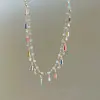 Collar Saturno de Circonita de Colores para Mujer, Cadena de Clavícula en Capas Dopamina de Verano con un Toque de Lujo