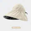 Verão Dupla Camada Fisherman Hat Mulheres Empty Top Sunscreen Hat Black Glue Revestido ao ar livre Proteção UV Chapéu de sol dobrável Sunshade Hat