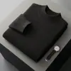 Nuevo Suéter de Cachemira Otoño e Invierno 2024 para Hombre de Cuello Alto Medio Pulóver Tejido Capa de Aire Suéter Engrosado Camiseta Básica Holgada