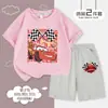 Lightning Mcqueen Niños y Niños Manga Corta Algodón Ropa de Verano para Niñas Cars Pequeño Corredor Traje Casual