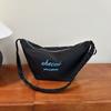 Bolso de Lona para Mujer de Gran Capacidad 2025 Nuevo Verano Casual Hombro Cruzado Estilo Relajado Plisado Viajero Bolso Dumpling