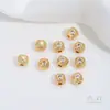 Retenção de cor forte fio de zircônia colorida incrustada em ouro 14K conta quadrada com furo para passar fio pulseira DIY acessórios de joalheria