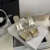 Sandalias de tacón alto de una tira para mujer, nuevas de moda verano 2025, sandalias de plataforma de cristal para mujer, sandalias de tacón grueso para mujer