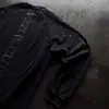 Sudadera Unisex de Manga Larga Negra Metálica Vintage Desgastada con Remaches y Logo Sencillo de Diablo, Mangas Raglán, Estilo High Street Americano