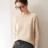 Tricô 100% Caxemira Feminino Gola Redonda Pulôver Solto Casual Emagrecedor Suéter Camada Base
