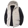 Chaleco de Algodón para Hombre Otoño Invierno con Terciopelo Grueso con Capucha Chaleco de Trabajo Multibolsillos Cuello Alto Chaleco para Hombre al Aire Libre de Moda