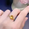 Anillo de Citrino Amarillo Natural con una Piedra Suelta Completamente Limpia de 6*8mm, Hecho de Plata de Ley 925 Chapada en Oro de 18K