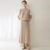 Fio Konsaini 100% Caxemira Feminino Padrão Torcido Falso Duas Peças Moda para o Trabalho Suéter de Caxemira Solto Tricô Color Block