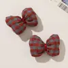 Estilo INS tela a cuadros dulce algodón acolchado tridimensional moño pinza de garra DIY accesorios para el cabello de mujer broche accesorios para la ropa suministros
