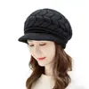 Gorro de Punto Grueso Estilo Coreano para Mujer Otoño Invierno Cálido Engrosado Gorro de Lana Ala Corta Boina Pico de Pato Versátil Hace que la Cara Parezca Más Pequeña