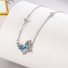Collar de mariposa azul con diamantes y circonita azul para mujer, diseño de nicho de verano súper llamativo, cadena de clavícula francesa elegante de alta calidad