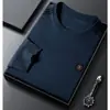 Sudadera personalizada de cuello redondo para hombre, otoño, casual de negocios, elástica, a rayas, amigable con la piel, transpirable, camiseta básica, camiseta de manga larga