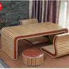 Venda Direta de Fábrica Mesa de Centro de Rattan para Varanda Janela Saliente Sala de Estar Estudo Simples Tatami Mesa de Estudo Chinesa Madeira Maciça