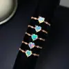 Anillo de Ópalo Corazón Puro Natural Cristalino y Lleno de Color Fuego Piedra Principal 5*5mm Plata S925 Incrustación de Precisión