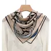 Pañuelo cuadrado de lana y seda para mujer con estampado de cadena, estilo vintage primavera y verano, bufanda de cuello de alta gama