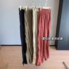 Pantalones Ligeros con Protección Solar de Cintura Alta Elástica, Pantalones Casuales de Pierna Ancha Sueltos con Diseño de Pliegues, Pantalones Rectos Simples para Verano F0729K