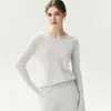 Estilo relajado, sin costuras, escote de una sola pieza, dobladillo enrollado, 100% cachemira, corte holgado, suéter de punto suave y cómodo para otoño e invierno, efecto adelgazante