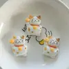 Gato de la Suerte Lindo Infantil Hecho a Mano DIY Pegamento de Crema Funda Casera para Teléfono Móvil Pasador Imán para Refrigerador Accesorios Decorativos de Resina