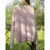 Suéter de punto para mujer, 100% cachemir puro cepillado, cuello en V grueso, mangas raglán, holgado y favorecedor.