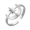 Venta directa de fábrica joyería exquisita para niñas acero de titanio anillo simple de temperamento estrella y luna anillo abierto de acero inoxidable