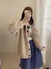 Suéter Cardigan de Tricô Grosso Estilo Coreano Preguiçoso Outono 2026 Novo para Mulheres, Casaco Solto de Manga Longa, Tricô Vintage