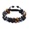 Joyería Más Vendida Transfronteriza: Pulsera de Ojo de Tigre Negro Obsidiana para Mujer, Pulsera Tejida con Cuentas, Pulsera de Joyería de Piedra Biliar Negra para Hombre