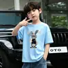 Camiseta de Verano para Niños de Manga Corta Estilo Nuevo Talla Mediana y Grande Estilo Verano para Niños Algodón Puro Fresca y Guapa Camiseta de Media Manga Top Suelto Camiseta