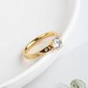 Anillo Zircón Estilo Coreano Simple Cinco Diamantes Seis Garras para Mujer Diseño Nicho Moderno Personalizado Acero Titanio Oro Anillo Dedo Índice