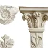 Capitel de coluna em gesso estilo europeu com grandes painéis de relevo floral, decorações esculturais tridimensionais para teto e cantos de porta disponíveis