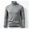 Suéter de cuello alto con forro de polar para hombre, tejido de punto polar engrosado de una pieza para invierno, jersey base cálido ajustado estilo coreano para hombre