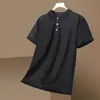 Polo Gola Lapela Cor Sólida Genuína Verão Novo Masculino Alta Qualidade Seda Gelo Respirável Elástico Manga Curta Camiseta Casual