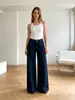 Jeans de Mujer Transfronterizos Europeos y Americanos Hme, Ajuste Holgado Adelgazante, Líneas Empalmadas, Pantalones de Pierna Ancha Largos hasta el Suelo con Caída Temu