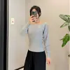 Tejido de hilo de núcleo Estilo deseo puro Suéter de punto de una manga para chica atractiva Otoño Nueva llegada Ajuste ceñido Jersey Suéter interior para mujer