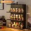 Balde de Armazenamento com Luzes, Vitrine para Figuras e Blocos de Montar, Armário de Armazenamento Multicamadas à Prova de Poeira, Vitrine de Brinquedos da Moda, Vitrine Transparente