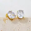 E149 Pendientes Transfronterizos de Acero Inoxidable con Circonita Pendientes Sencillos Galvanoplastia al Vacío en Horno Joyería de Oro de 18 Quilates