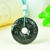 Colgante de hebilla de seguridad con patrón de nube antiguo de jade Hetian de Xinjiang natural Colgante de collar Jade Doraemon Joyería para hombre y mujer