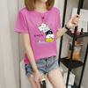 Camiseta de Manga Corta para Mujer Transfronteriza Mujer 2024 Verano Nueva Coreana Dibujos Animados Estudiante Cuello Redondo Camiseta Básica Venta al por Mayor Transfronteriza