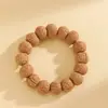 Pulseira Autêntica de Caroço de Pêssego de Montanha com Padrão de Cérebro Selvagem para Homens e Mulheres, Placa de Noz, Pulseira de Brincar com Texto, Pêssego Hu, Contas de Buda, Joias Atacado