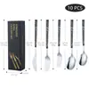 Juego de Cubiertos Occidentales de Acero Inoxidable de 5 Piezas en Caja de Regalo, Combinación de Tenedor, Cuchillo y Cuchara, Mango de Imitación Mármol, Vajilla para el Hogar y el Hotel
