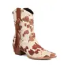 Botas Femininas Curtas de Comércio Exterior Outono e Inverno Novas Estampa de Leopardo Bico Fino Salto Grosso Salto Alto Botas de Cano Médio Estilo Franja Botas de Cowboy Ocidentais