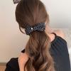 Pinza de Plátano con Lazo Estampado de Leopardo Retro Pasador para el Cabello Pinza Vertical para Mujer en la Parte Posterior de la Cabeza Pasador de Gama Alta Accesorios para el Cabello de Otoño e Invierno