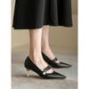 Zapatos de Tacón Alto Franceses para Mujer 2026 Otoño Nuevo Estilo Punta Fina Tacón Bajo Mary Jane Zapatos de Mujer Estilo Hada Novia Dama de Honor Zapatos de Boda
