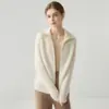 Suéter Minimalista de Cachemira para Mujer Cardigan de Punto Abierto con Cuello Alto Manga Larga Tejido Holgado Ropa Exterior Moda para el Trabajo Atuendo Versátil