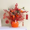 Lujo Ligero Nuevo Estilo Fruta Roja Artificial Fruta de Granada Baya Roja Mueble de TV de Gama Alta Entrada Adorno Creativo Nuevo Arte Floral Chino